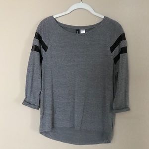 Gray Tee with Mesh Stripes